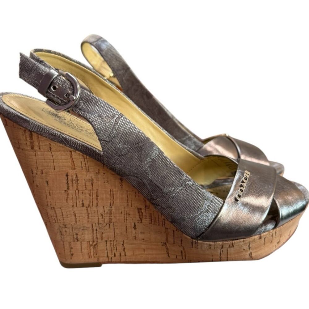 Coach Platform Wedges in Silver Size 8